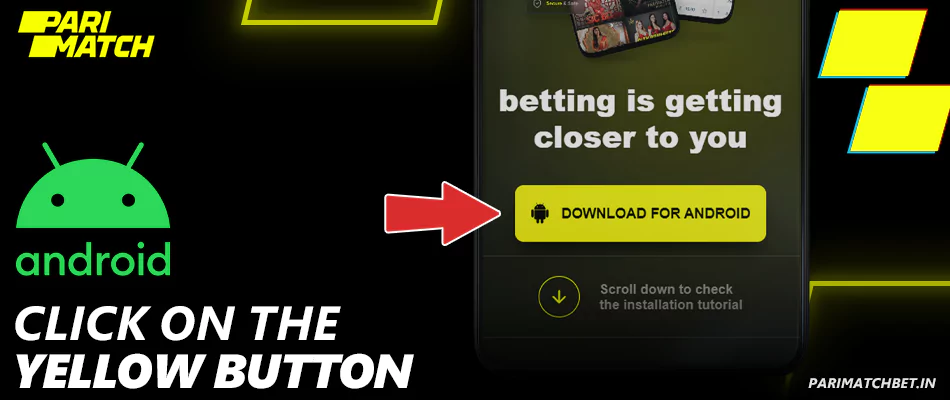 Click the yellow button to download the Parimatch app