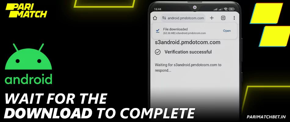 Wait for the Download Parimatch app to complete