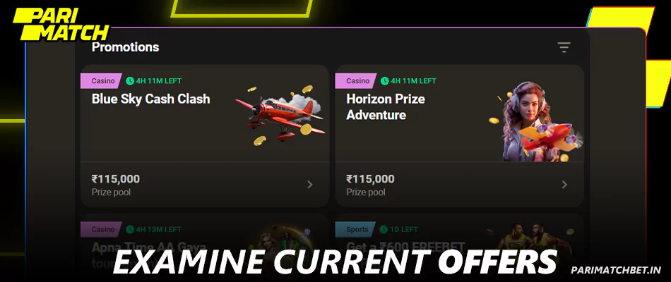 Explore available Parimatch bonuses