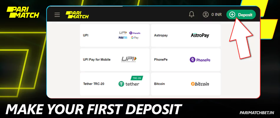 Top up your balance at Parimatch IN