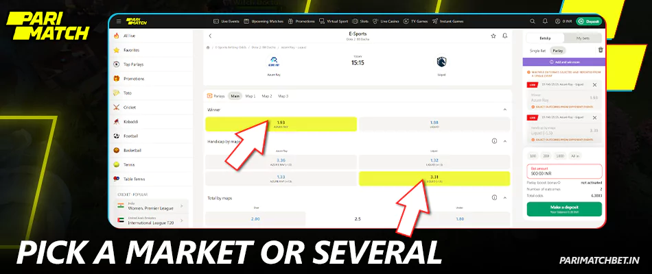 Choose your Dota 2 betting market at Parimatch India