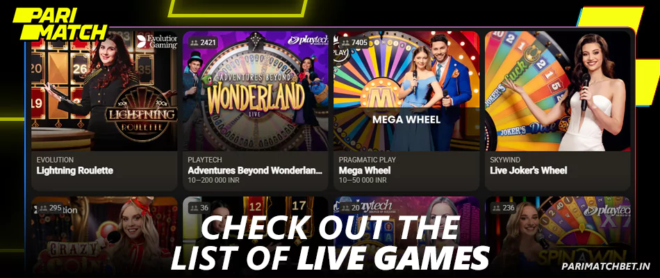 Check out the list of live games in Parimatch
