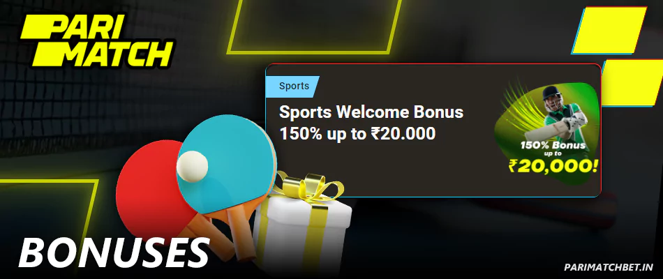Parimatch bonuses for Table Tennis betting
