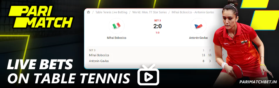 Live Table Tennis betting at Parimatch
