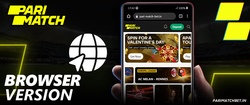 browser version of Parimatch website for mobile devices