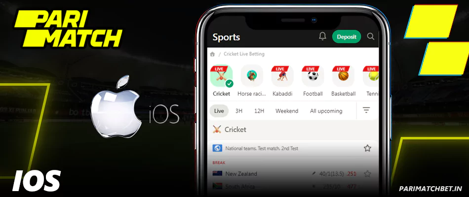 Parimatch mobile app for iOS