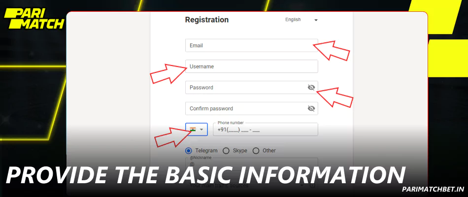 Provide the basic information to become a Parimatch affiliate