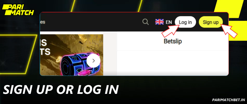 Sign up or log in on Parimatch
