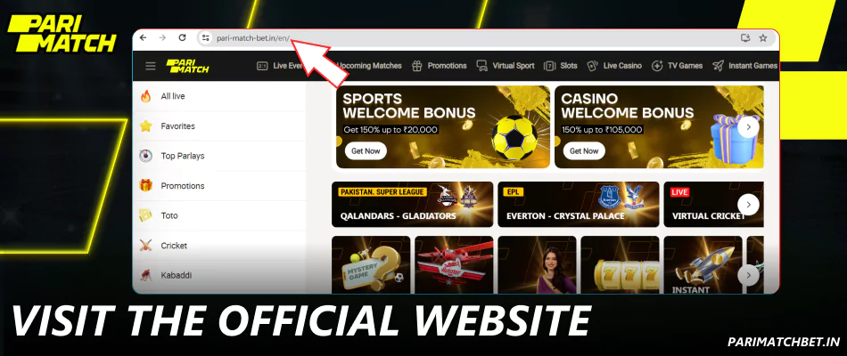 Visit the official Parimatch website