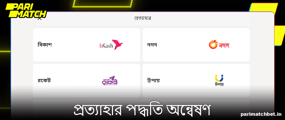 Parimatch এ প্রত্যাহার পদ্ধতি অন্বেষণ করুন